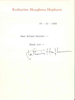 Katharine Hepburn's Autograph Letter - 1985