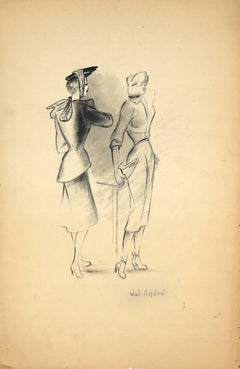 Fashion Figure - Original Lithograph by Andrè Wal - 1940s