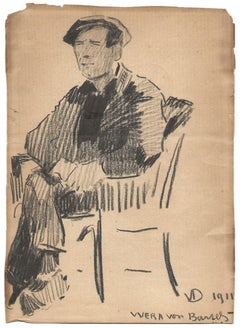 Portrait of a man - Original Drawing by Wera Von Bartels - Early 20th Century