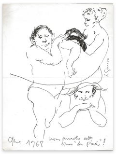 Figure - Original Ink Drawing by Jean Le Guennec - 1968