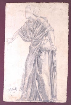 Figure - Original Pencil by Paul Borel - 19th Century