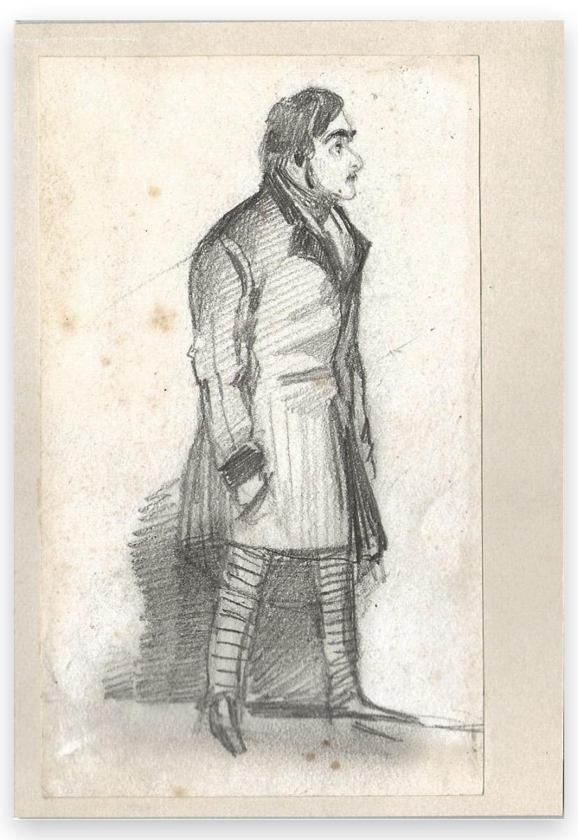 Etienne Omer Wauquier Portrait - Man Pants with Side Line - Original Pencil by E. O. Wauquier - Mid-19th Century