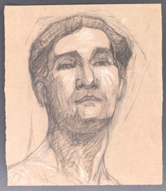 Portrait - Original Charcoal Drawing  by Alfred Pichon - Early 20th Century