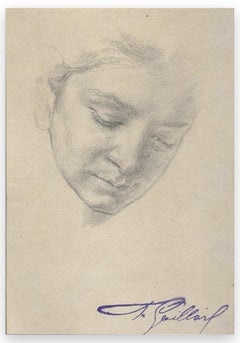 Portrait of a Woman - Original Pencil by Ferdinand Gaillard - 19th Century