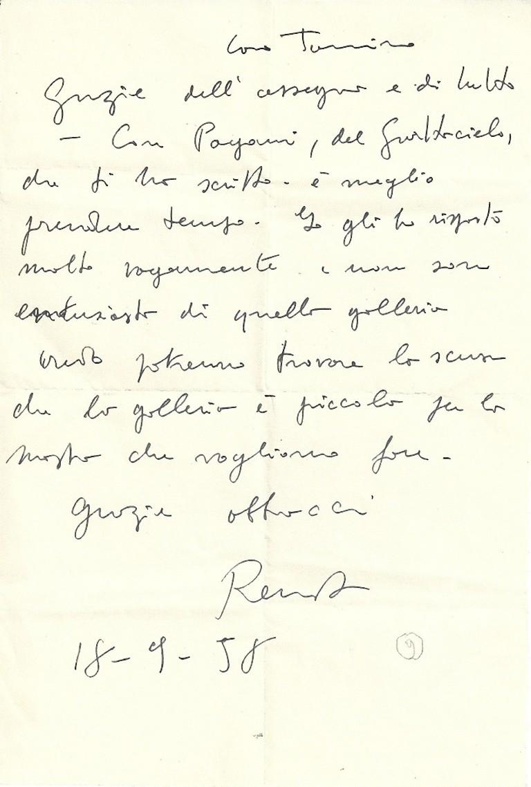 Zwei Autographenbriefe von Renato Guttuso – 1958 im Angebot 1