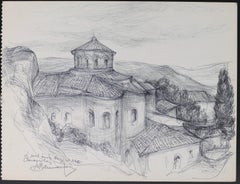 View - Original Drawing by Nicolas Damianakis  - Late 20th century