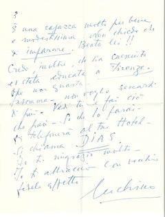 Recommendation Letter by Luchino Visconti - 1950s