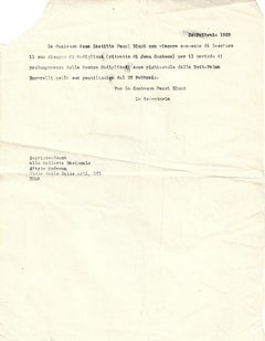 Vintage Letter about Modigliani Exhibition by Palma Bucarelli - 1959