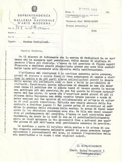 Brief über die Modigliani-Ausstellung von Palma Bucarelli – 1959
