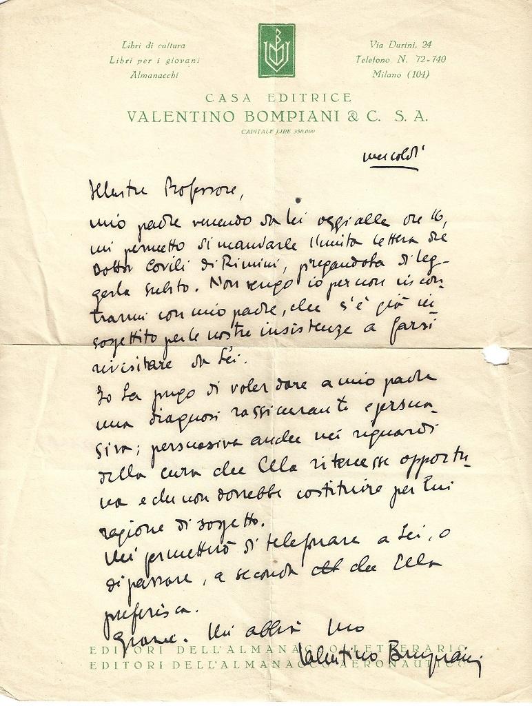 Confidential Letter by Bompiani - 1930s - Art by Valentino Bompiani