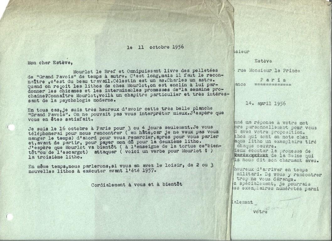 Grand Pavois - Correspondance de Maurice Estève - 1956 en vente 1