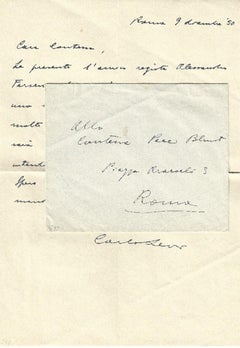 Vintage Autograph Letter by Carlo Levi - 1950