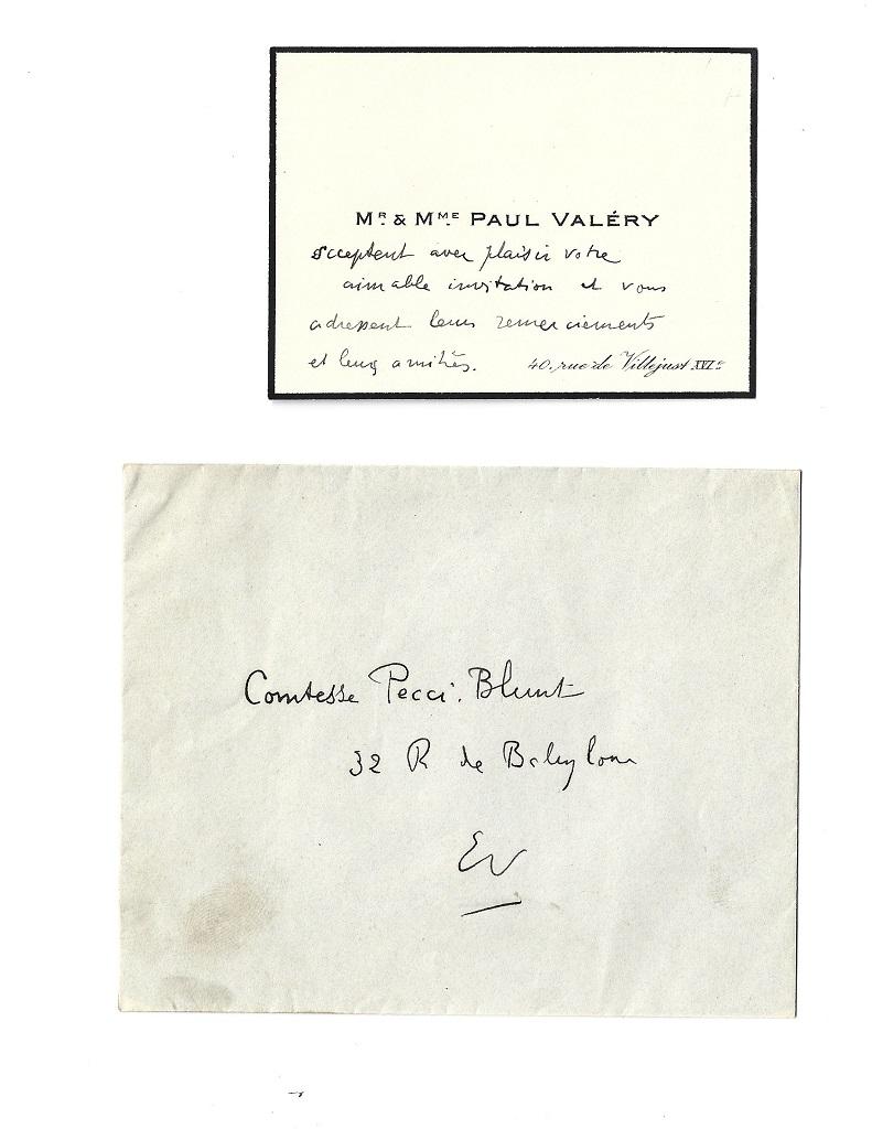 Valéry's Business Card with Autograph - 1930s - Art by Paul Valéry