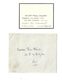 Valéry's Business Card with Autograph - 1930s