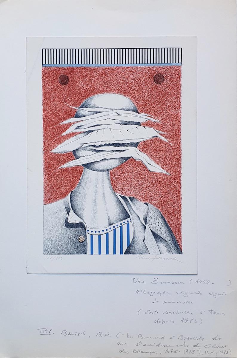 The Head - Original Lithography by Uno Svensson - Late 20th Century For Sale 1
