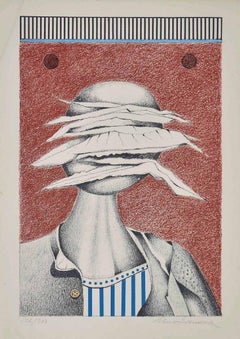The Head – Original Lithografie von Uno Svensson – Ende des 20. Jahrhunderts