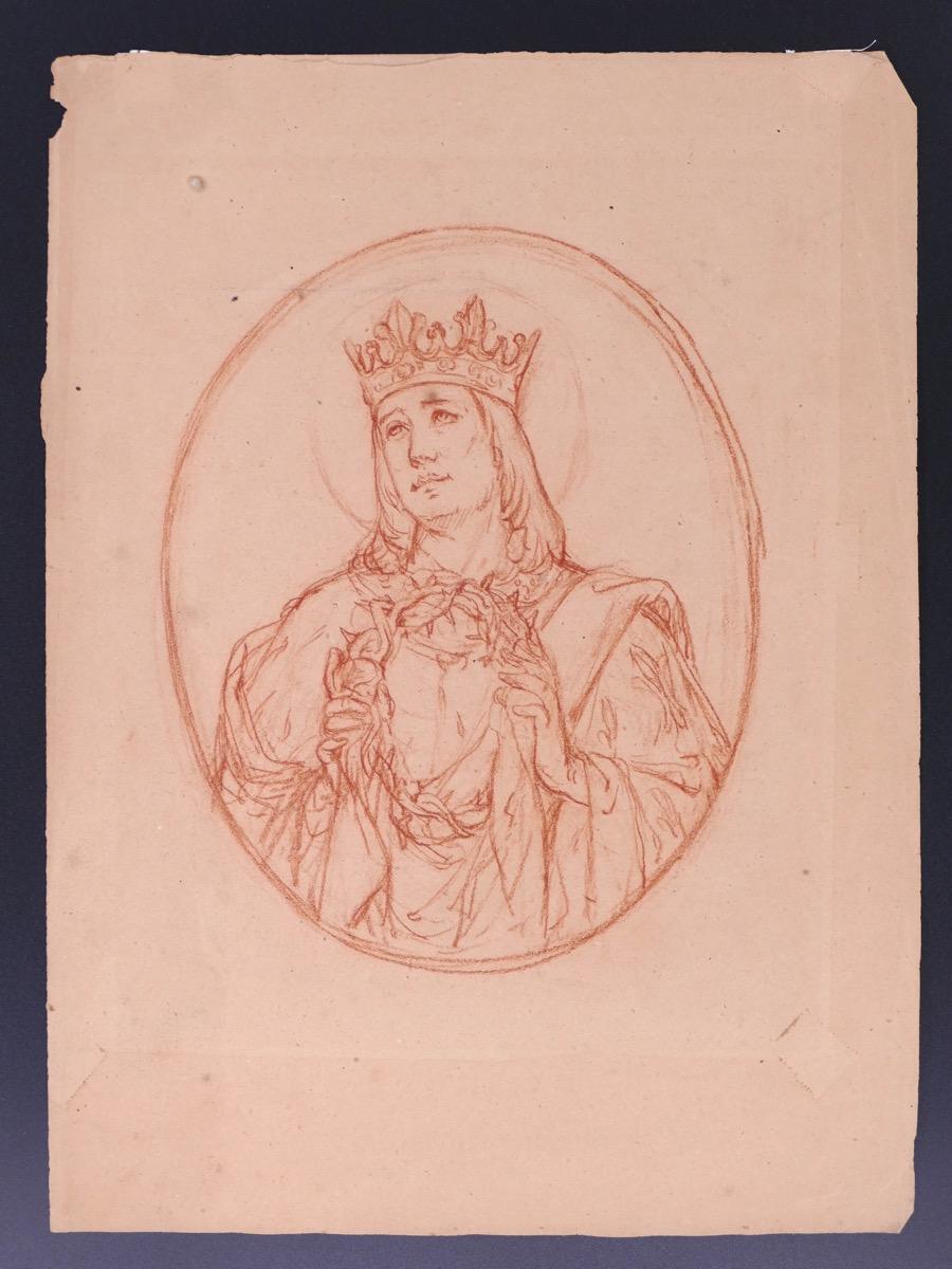 Il Santo che regge la corona di spine è un'opera d'arte originale realizzata da Jean Marie Melchior Doze (1827 - 1913).

Disegno originale a sanguigna su carta. 

Lo stato di conservazione è buono. Senza segno.

Jean Marie Melchior Doze (1827 -