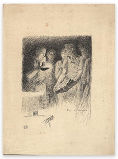 Figures - Dessin au stylo par Auguste Franois-Marie Gorguet - Début du XXe siècle