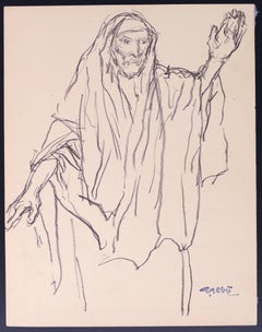 Homme Main Levée - Original Drawing by Georges Gôbo - Early 20th Century