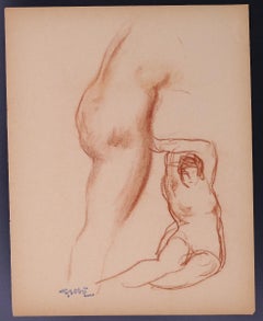 Étude d'une femme assise et d'une partie du corps de profil par Georges Gbo - Début 1900