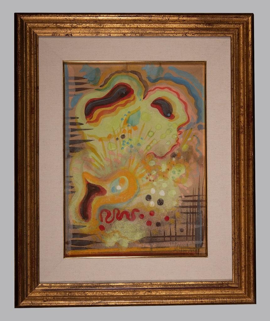 Jean Delpech Abstract Drawing - The dream - Original Watercolor by Jean-Raymond Delpech - 1958