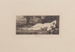 Sleeping Nymph - Original Etching after R. Lefevre - 1866