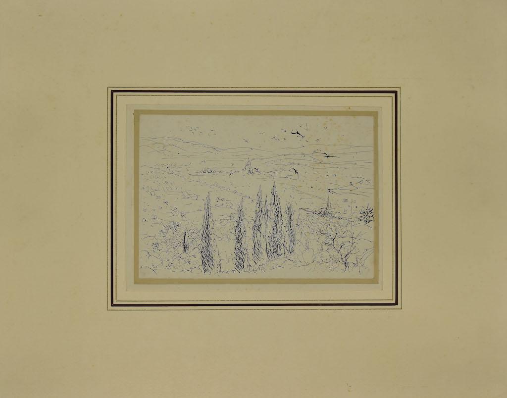 Landscape is an original drawing in china ink realized by Eugen Drăguțescu.

Hand-signed

Good conditions with some stains.

The artwork represents a landscape in a well-balanced composition with perfect hatchings.