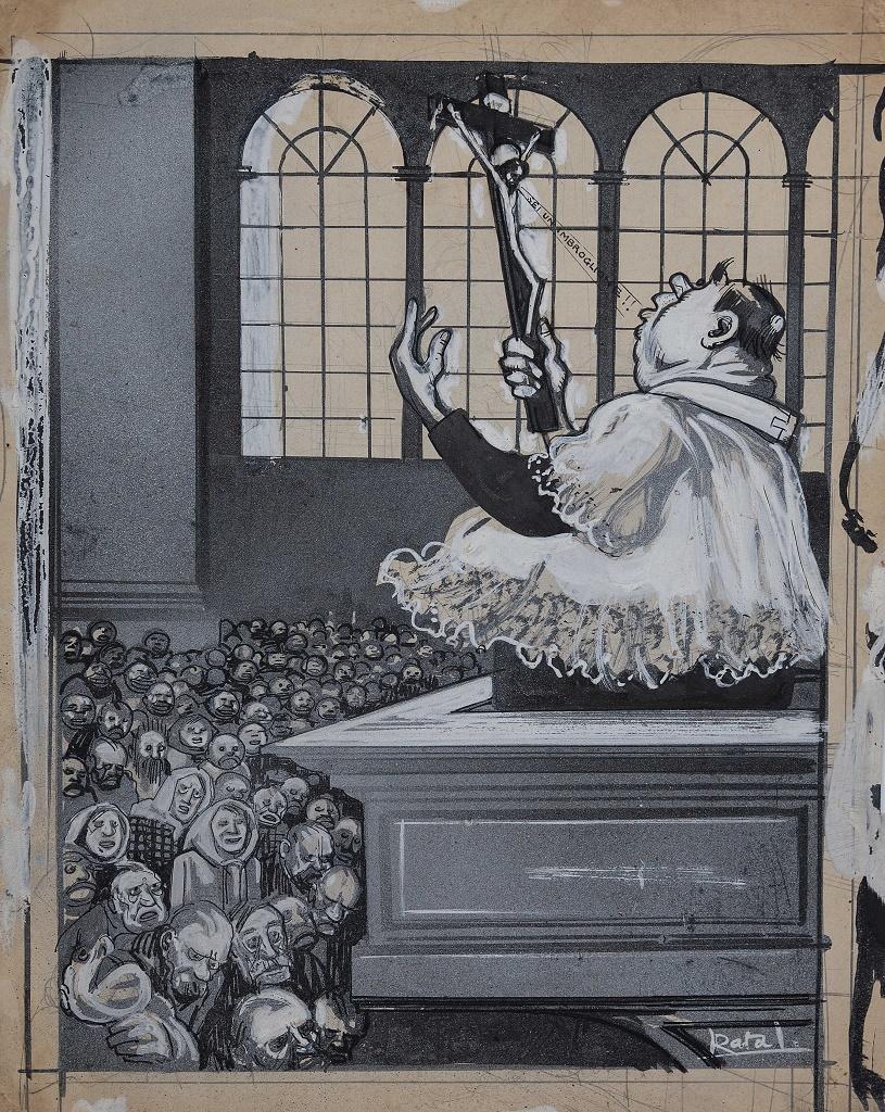 La couverture arrière de l'Asino est une œuvre originale de Gabriele Galantara (11 novembre 1909).

Il s'agit de la couverture du magazine de l'âne réalisée à l'encre de Chine et à l'aquarelle, en bon état, à l'exception de quelques taches et de