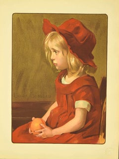 Little Girl at L'Orange - Original Lithograph by Louise Breslau - 1898