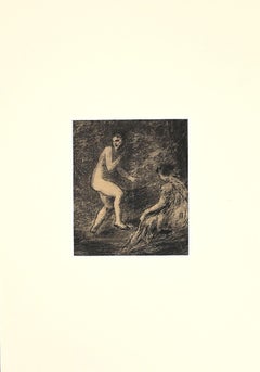 Nudes in the Woods - Pencil and Charcoal - 19th century