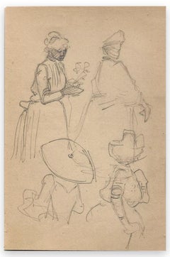Sketches of Women - Original Drawing by George Auriol - 1890s