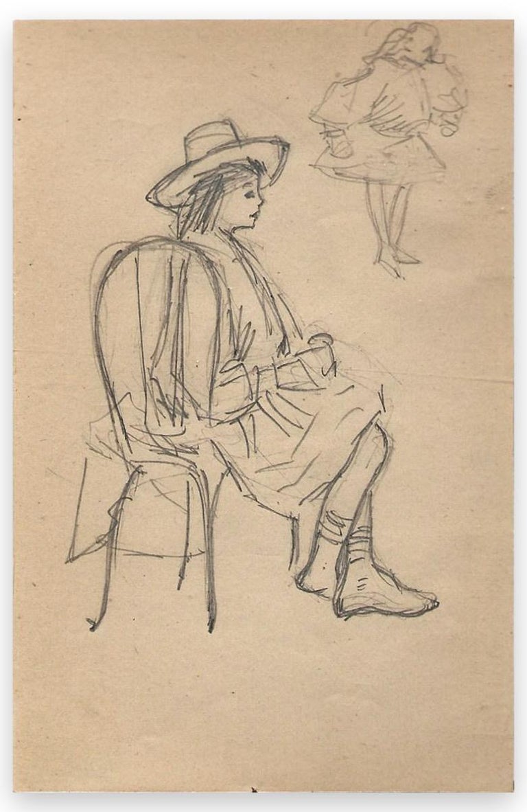 George Auriol - Man with Seated Hat - Original Drawing by George Auriol -  1890s For Sale at 1stDibs