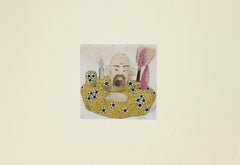 Porcelain Writing Service  - Original China Ink and Watercolor Drawing  - 1890s