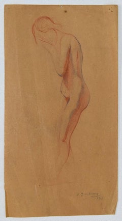 Woman's Figure - Pencil and Pastel by D. Ginsbourg - 1916