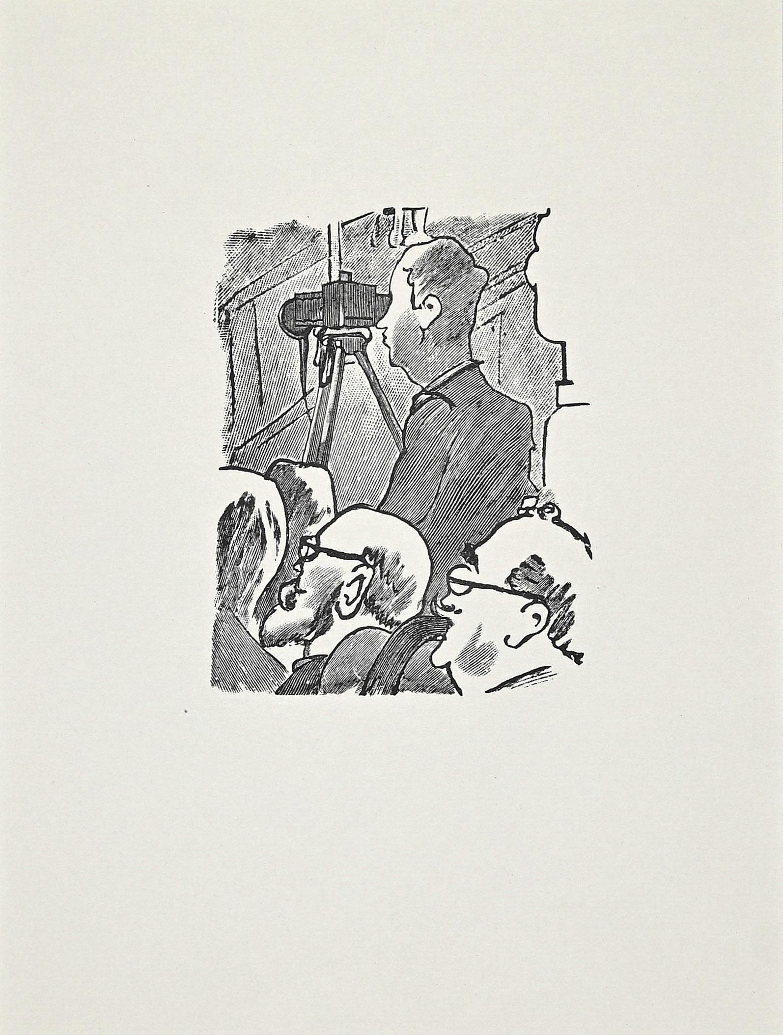The Projection is an original woodcut realized by Ernesto Romagnoli in 1963.

No signature, in very good conditions, mounted on a white cardboard (49 x 34 cm).

The artwork is d'après Mino Maccari.