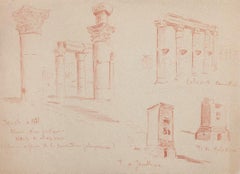 Architecture - Original Sanguine Pastel on Paper - 19th Century