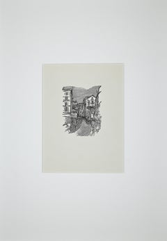 Colle di Val d'Elsa - Woodcut by Ernesto Romagnoli - 1963