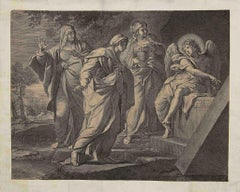 The Resurrection - Original Etching on Paper by Hieronimus Trudon - 16th century