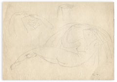 Naked Woman and Head - Original Drawing by G.-H. Tribout - Mid 20th Century