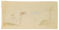 Antique Marie and Joseph on Horseback - Drawing by G.-H. Tribout - Early 20th Century