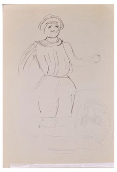 Costumed Character - Ink Drawing on Paper - Mid-20th Century