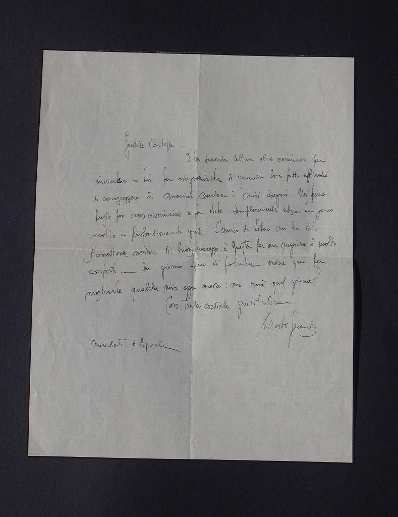 Lettera di ringraziamento di A. Gerardi - 1930