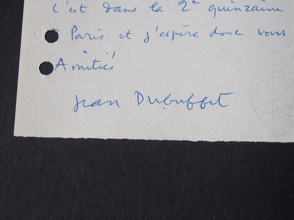Autographenbrief von Jean Dubuffet – 1957 im Angebot 1