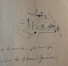 Autograph Correspondance with Sketch by Zao Wou-Ki - 1951