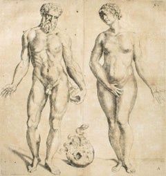 Man and Woman -  De Humani Corporis Fabrica - by Andrea Vesalio - 1642