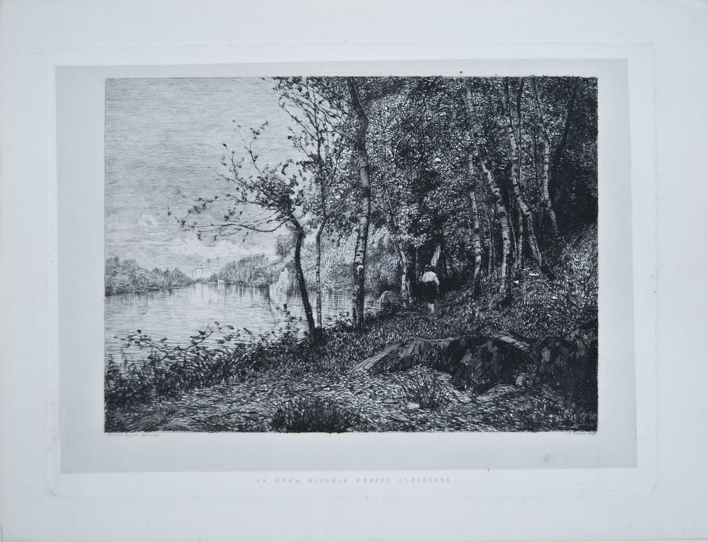 Ernesto Rayper Landscape Print - Dora Riparia At Alpignano - Etching - Late 19th Century