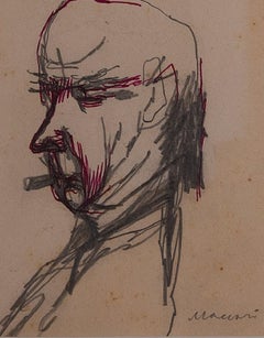 Portrait of Ardengo Soffici and Letter to Mino Maccari - 1934