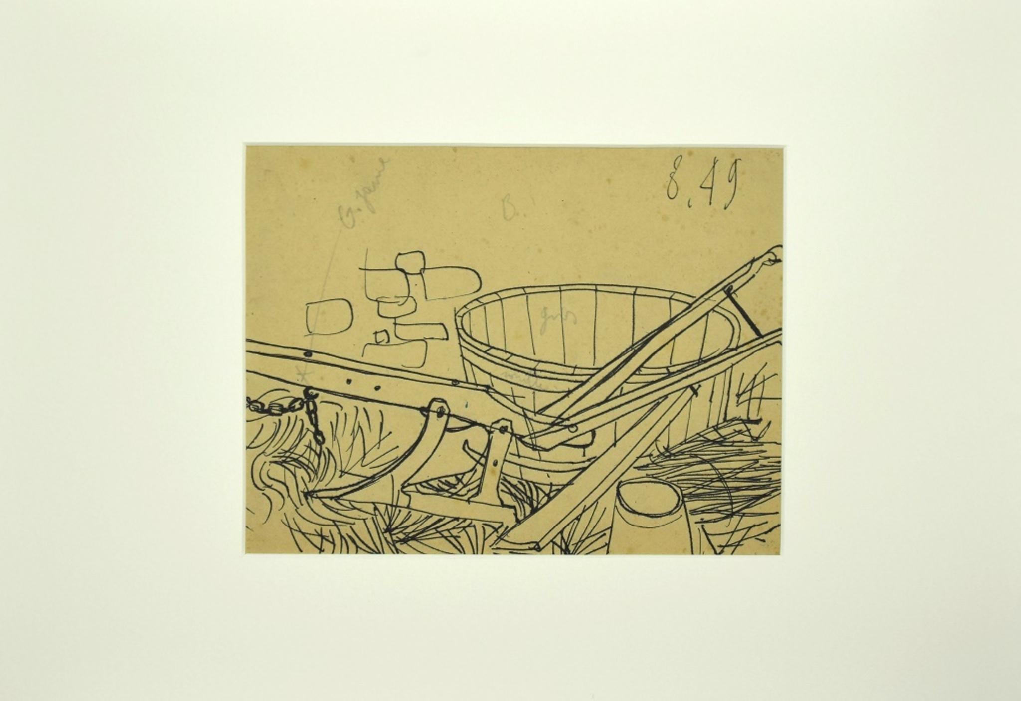 The Plough - Original Pen Drawing - Mid-20th Century - Art by Unknown