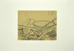 L'aratro - Disegno originale a penna - Metà del XX secolo