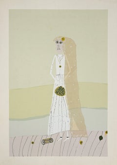 Lithographie sur papier « The Bride » de Gabrijel Stupika, fin du XXe siècle